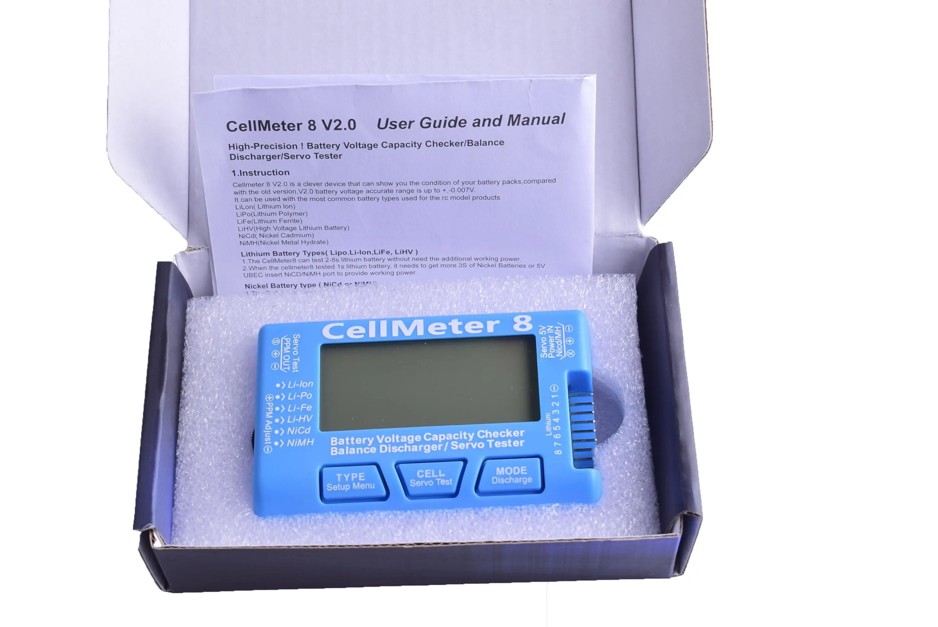 CellMeter RC CellMeter8 Battery Brushless Motor Servo Checker Tester 2S-8S LiPo Life Li-ion NiMH Nicd