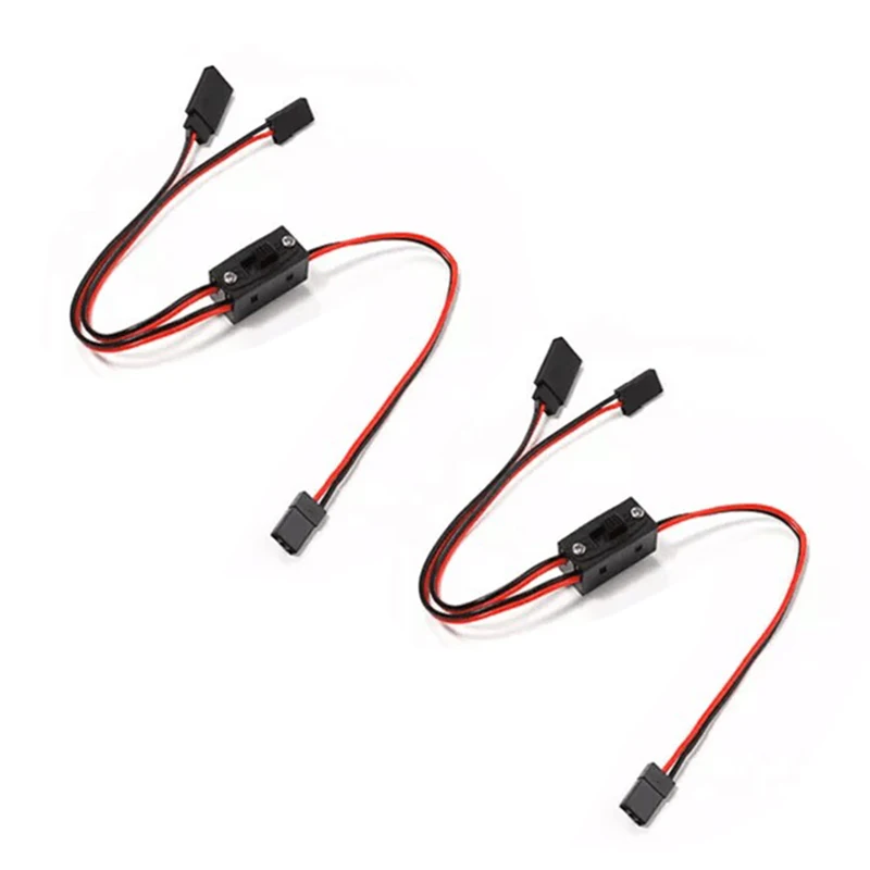 2 Pcs RC Switch JR Style Connector Leads 3 Way Lead Servo Receiver Switch Harness With On/Off Switch