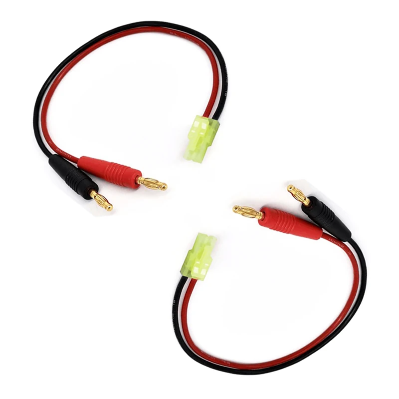 2 Pcs Mini Tamiya Male to 4mm Banana Plug Cable Charge Lead Silicone Wire 18AWG 30CM For RC Lipo Battery Charger ESC