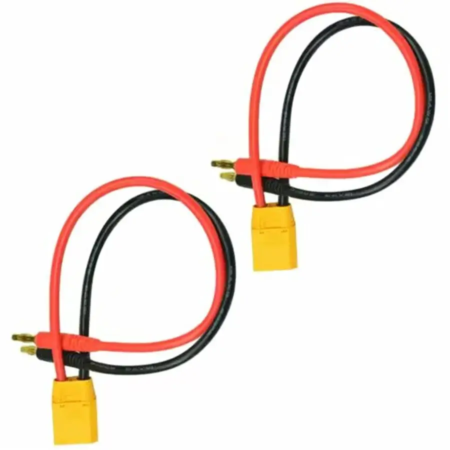 1/2 Pcs RC Charger Leads XT90H Male Connector  with Cap to 4.0mm Male Gold Plated Banana Plug 14awg 30cm for RC Battery Charger