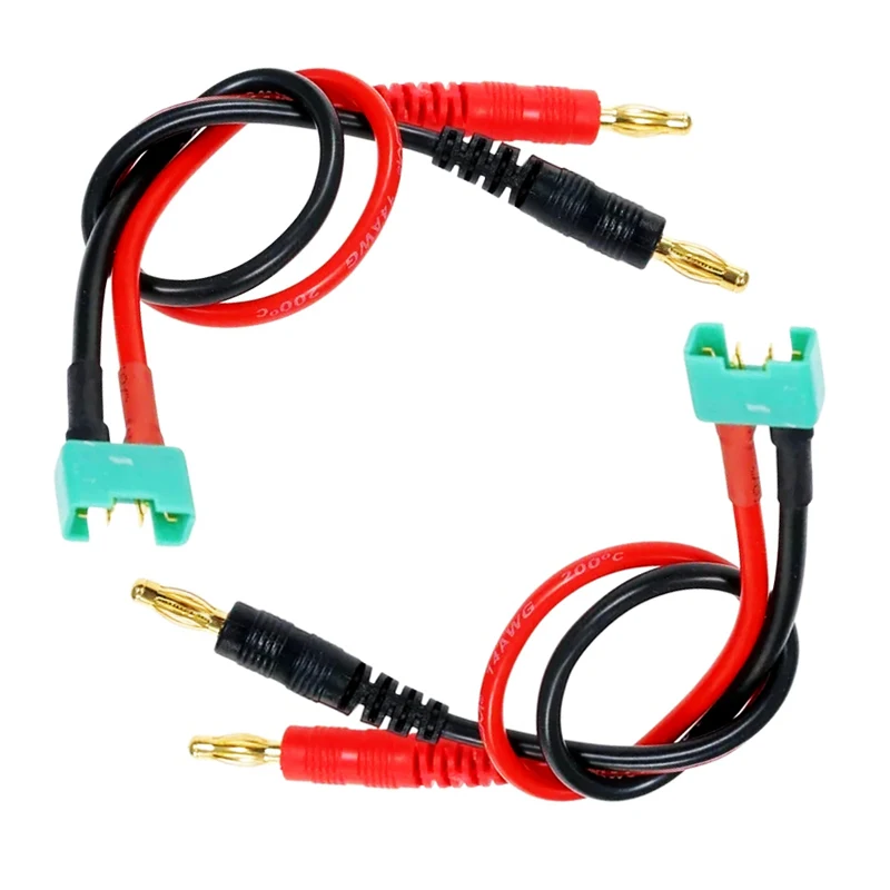 2pcs MPX Male to 4mm Banana Plug Connector 14awg 30cm 11.8inch Charging Cable Wire for RC Battery Charger Motor FPV