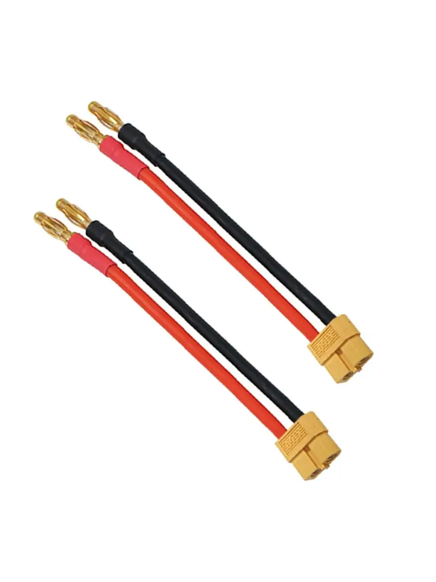 1/2Pcs XT60 Female Plug Adapter to 4.0mm Gold Plated Banana Plug Charge Lead Cable 12awg 10cm for Lipo Battery