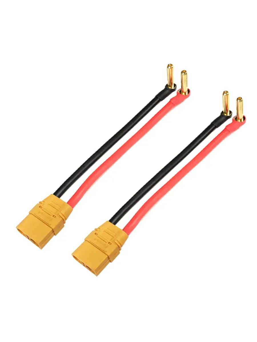 1/2Pcs XT90H Female With Cap Plug Adapter to 90° 4.0mm 18mm Gold Plated Connector Charge Lead Cable 12awg 10cm for Lipo Battery