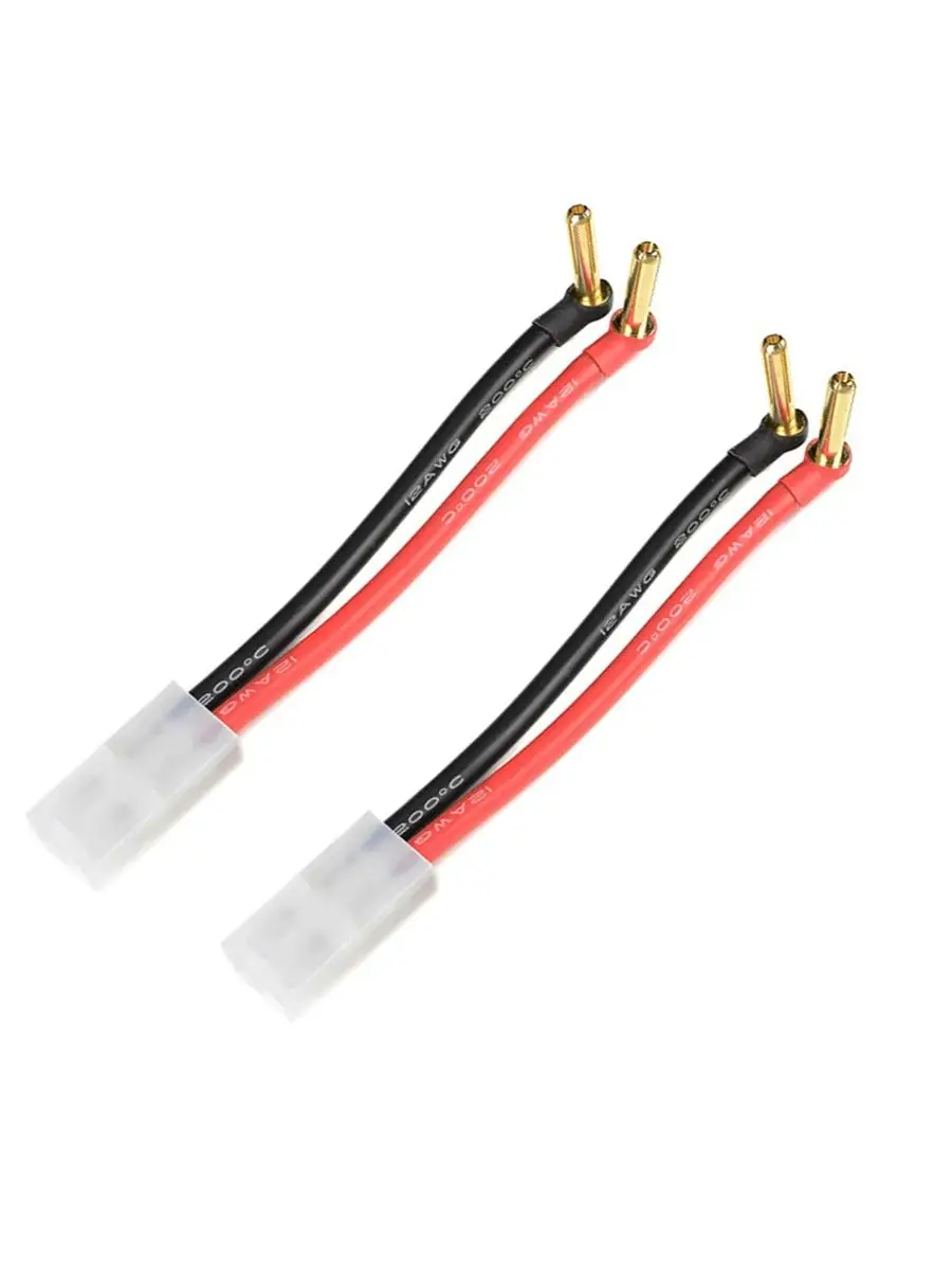 1/2Pcs Tamiya Female Plug Adapter to 90° 4.0mm 18mm Gold Plated Connector Charge Lead Cable 12awg 10cm for Lipo Battery Charger