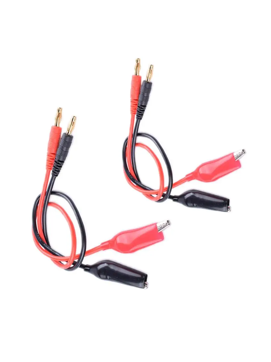 1/2 Pcs Charge Lead Wire Adapter Crocodile Clips Red Black to 4.0mm Gold Plated Banana Plug Connector 14awg 30cm