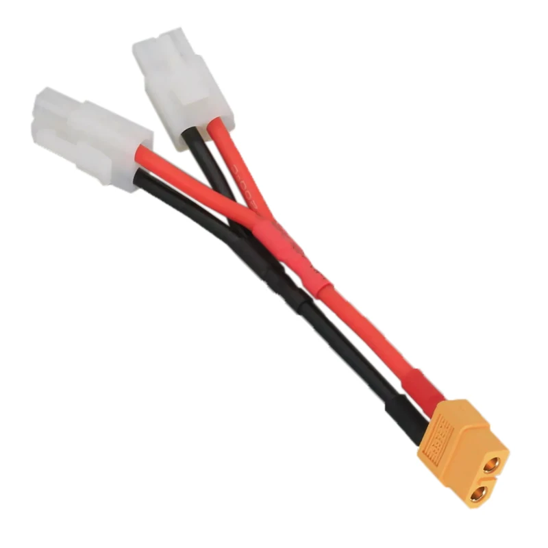 1/2 Pcs  2 Tamiya Male Plug to 1 XT60 Female Connector Parallel Wire Charge Cable 12awg 10cm for RC Charger Motor ESC