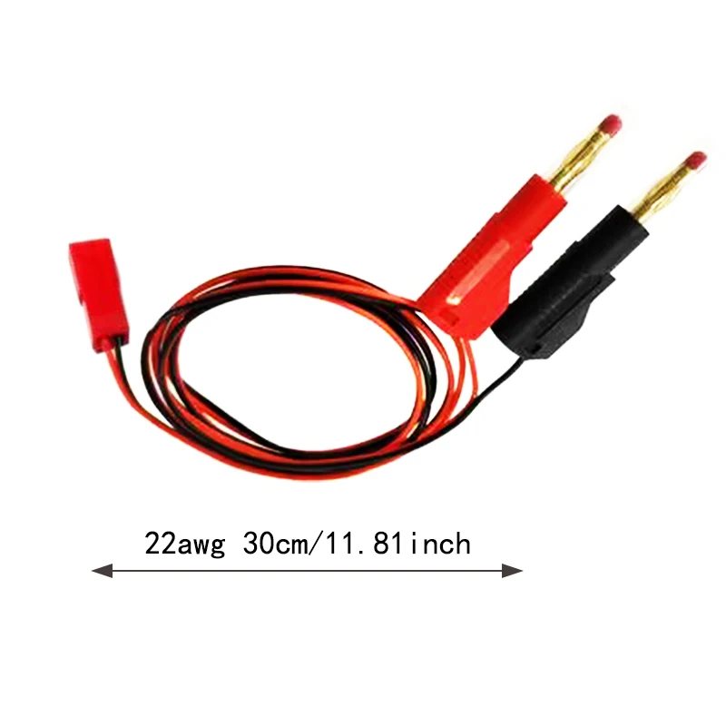 JST Female Plug RC Charge Cable Wire Lead to 4.0mm Gold Plated Stackable Shielded Banana Plug Connector 22AWG 30cm