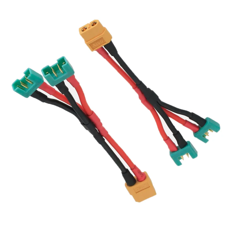 1/2 Pcs 1 XT60 Female Connector to 2 MPX Male Plug Parallel Wire Charge Cable 12awg 10cm for RC Charger Motor ESC