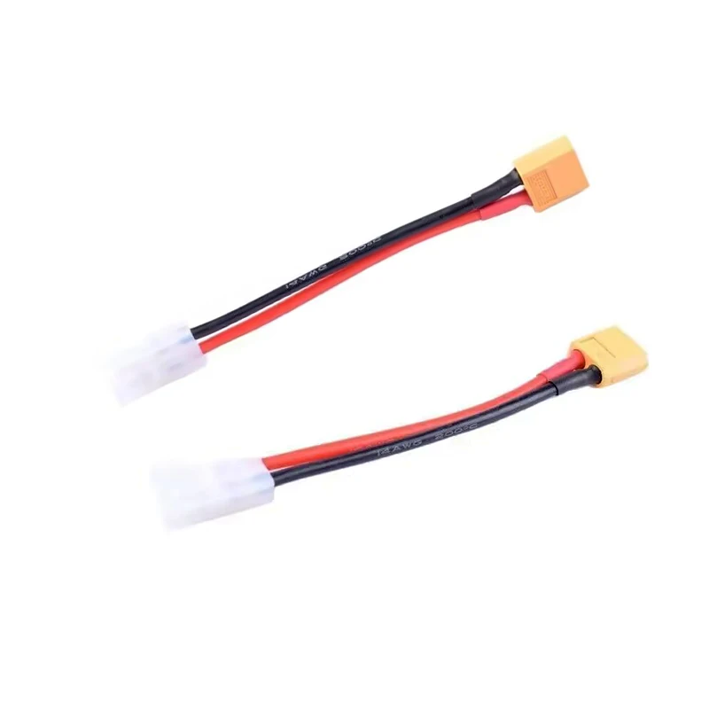 2 pcs Male XT60 To Female Tamiya 14awg Charging Cable Battery Adapter 100mm