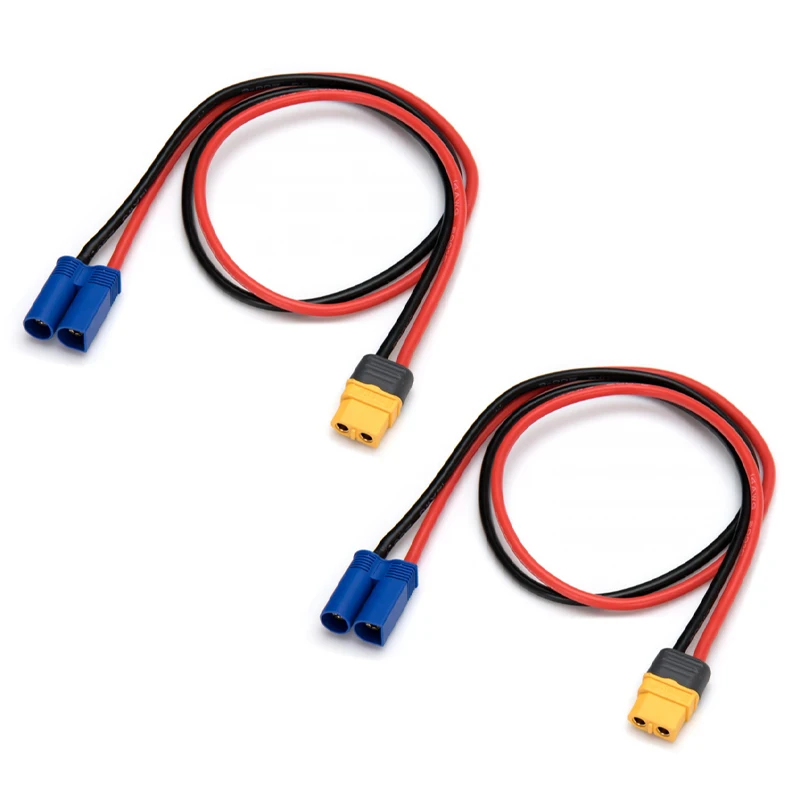 2Pcs Charge Lead Cable XT60H Female to EC5 Male Adapter Wire 14awg 30cm for RC Plane Car Boat Battery Charger Motor Esc